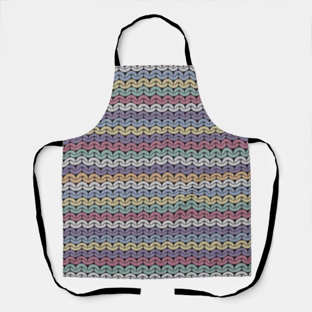 Pastell Imitats Strick Streifen Schürze (Vorderseite)