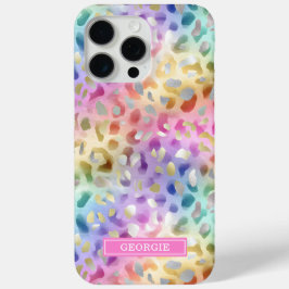 Pastell-Irideszenz-Leopardenprint monogrammiert Case-Mate iPhone Hülle