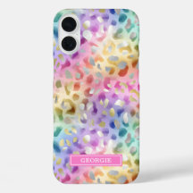 Pastell-Irideszenz-Leopardenprint monogrammiert