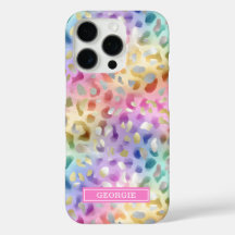 Pastell-Irideszenz-Leopardenprint monogrammiert