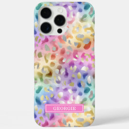 Pastell-Irideszenz-Leopardenprint monogrammiert iPhone 16 Pro Max Hülle