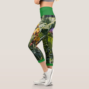 Pastell-Iris-Blumen-Farn stilisierte Natur-Legging Capri Leggings