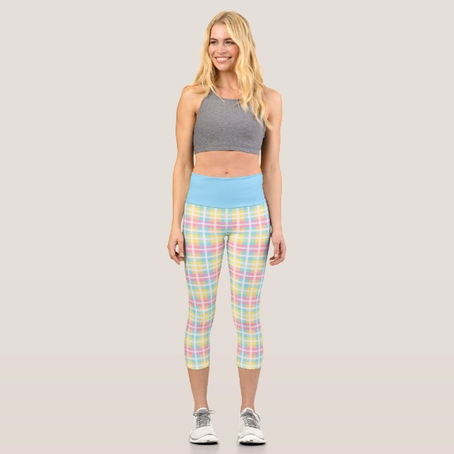 Pastell Kariert Capri Leggings (Vorderseite)