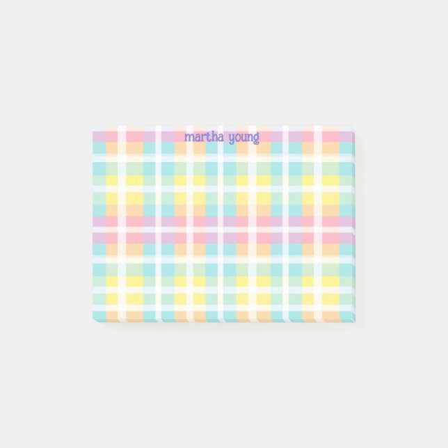 Pastell-Kariert Post-it-Notiz Post-it Klebezettel (Vorderseite)