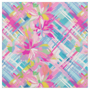 Pastell Karierte Blüten Stoff