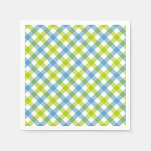 Pastell Karierte Servietten Blau Grün