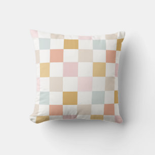 Pastell kariertes sommerliches Retro-Nahtlosmuster Kissen