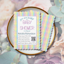 Pastell-Karo-Regenbogen-Baby-Shower