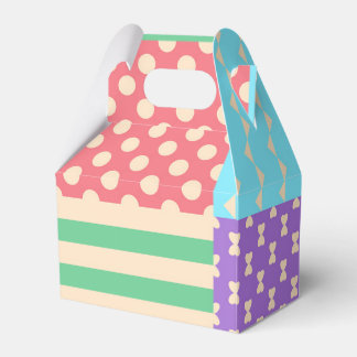 Pastell-Karo-Streifen-Schleife-Punkte-Geometrisch Geschenkschachtel