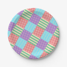 Pastell-Karo-Streifen-Schleife-Punkte-Geometrisch