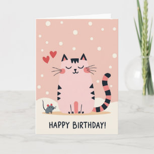 Pastell-Katze-Birthday-Card Karte