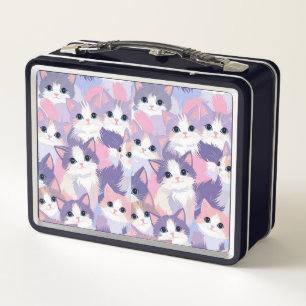 Pastell-Katzen Metall-Lunchbox Metall Brotdose