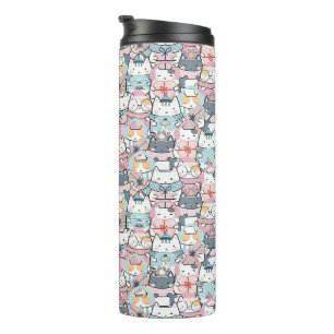 Pastell-Kawaii-Charakter-Collage Thermosbecher