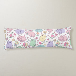 Pastell Kawaii Katzen und Blumen Muster  Seitenschläferkissen