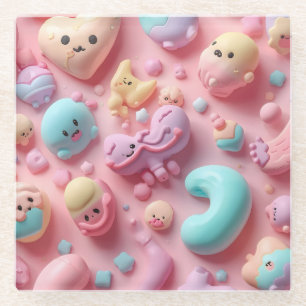 Pastell Kawaii Süßigkeiten Charakter Kunst Glasuntersetzer