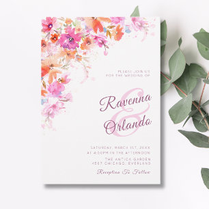 Pastell-Kirschblüten-Blumen-Hochzeit in Rosa Roman Einladung