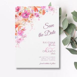 Pastell-Kirschblüten-Blumen-Hochzeit in Rosa Roman Save The Date