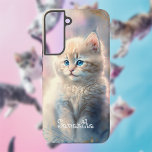Pastell Kitty mit Ihrem Namen Samsung Galaxy Hülle<br><div class="desc">Adorable Pastellkitty mit Ihrem Namen auf einem pastellfarbenen Hintergrund.</div>