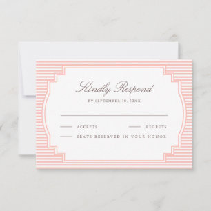 Pastell-Korallenrosa-gestreifte Hochzeit RSVP Karte