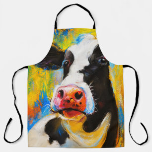 Pastell-Kuh-Porträt Moderne Malerei Schürze