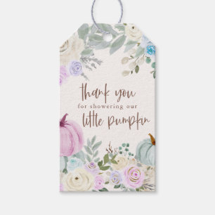 Pastell-Kürbis-Blumen-Baby-Shower im Herbst Geschenkanhänger