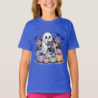 Pastell-Kürbis-Blumen-Halloween T-Shirt