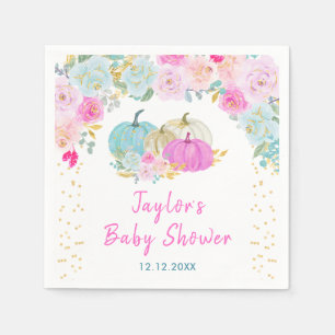 Pastell-Kürbisse Florale Babyparty Serviette