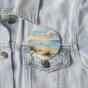 Pastell-Küsten-Dünen-Aquarell Button