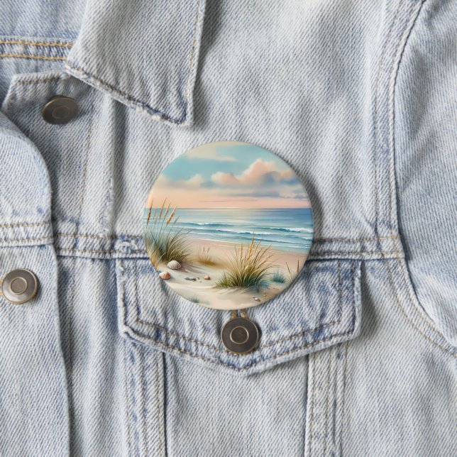 Pastell-Küsten-Dünen-Aquarell Button (Beispiel)