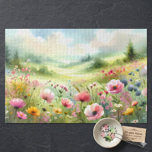 Pastell-Landschaft einer Wildblumenwiese