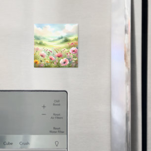Pastell-Landschaft einer Wildblumenwiese Magnet