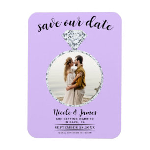 Pastell-Lavendel-Diamantring Bling Save-the-Date Magnet