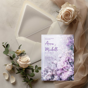 Pastell-Lavendel-Flieder-Blumen-Hochzeit im Frühli Einladung