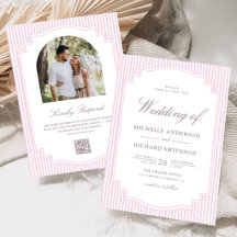 Pastell-Lavendel-gestreifte Foto-QR-Code-Hochzeit