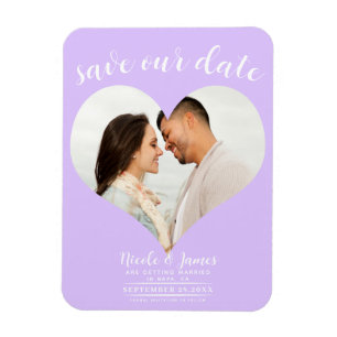 Pastell-Lavendel-Herz-Foto-Hochzeit Save the Date Magnet