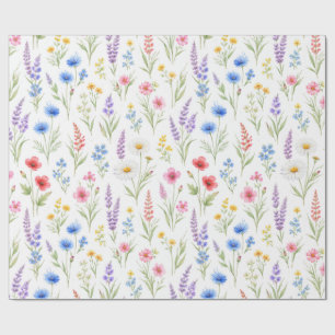 Pastell-Lavendel-Rosa-Blau-Lachs-Wildblume Geschenkpapier