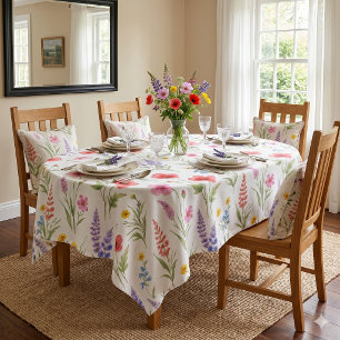 Pastell-Lavendel-Rosa-Blau-Lachs-Wildblume Tischdecke