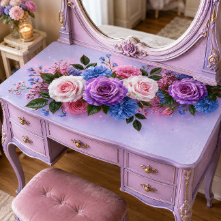Pastell-Lavendel-Rosen-Sträußchen-Dekupage Seidenpapier