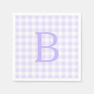 Pastell-Lavendel und Weiß Gingham-Monogramm Serviette