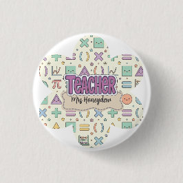 Pastell-Lehrer-Dankbarkeits-Mathematik-Muster Button