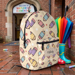 Pastell-Lehrerin Schulbleistift Bedruckter Rucksack