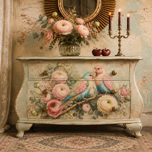 Pastell-Liebesspätzchen & Ranunculus-Decoupage-Pap Seidenpapier
