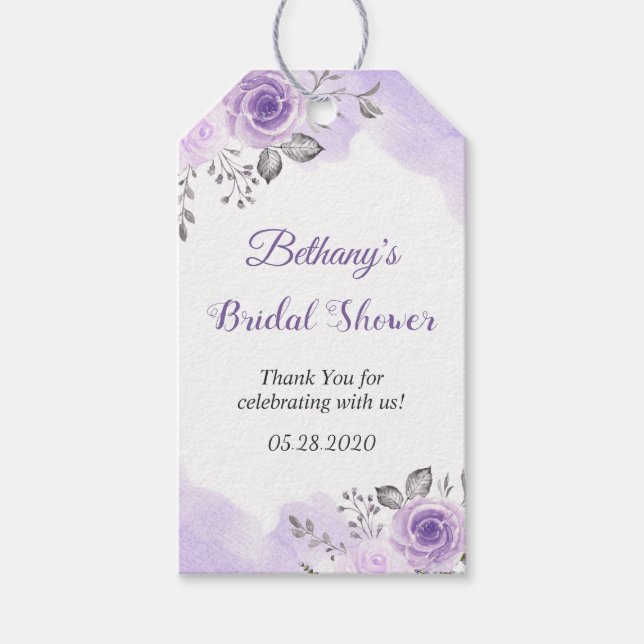 Pastell Lila Blumengeschenk für Brautpartys Geschenkanhänger (Vorderseite)