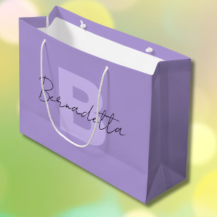 Pastell-Lila Elegante handgeschriebene Namenssch Große Geschenktüte