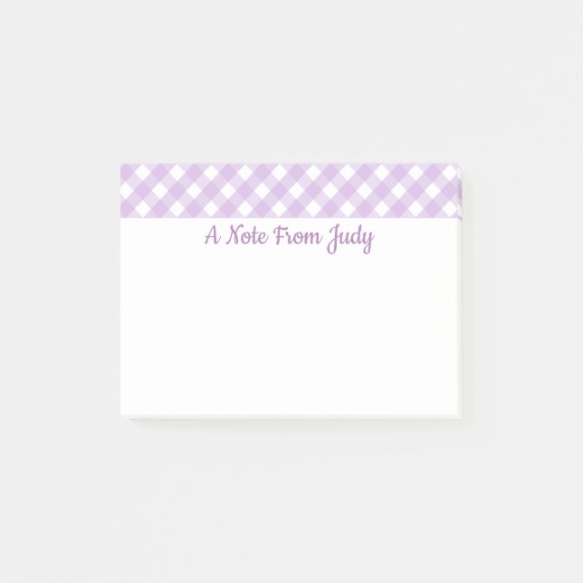 Pastell-Lila-Gingham-Muster Post-it Klebezettel (Vorderseite)