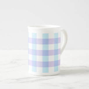 Pastell-Lila-Gingham Prozellantasse