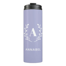 Pastell Lila Kränze-Monogramm Thermosbecher