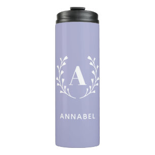 Pastell Lila Kränze-Monogramm Thermosbecher