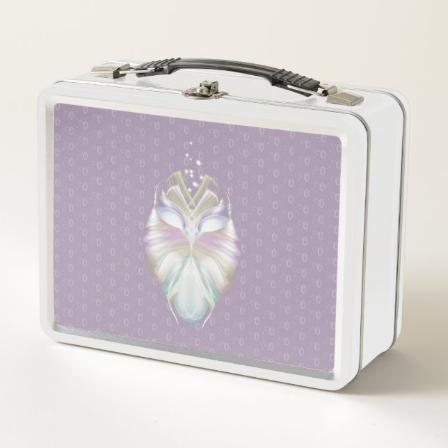 Pastell Lila Oracle Owl Monogram Metall Brotdose (Vorderseite)