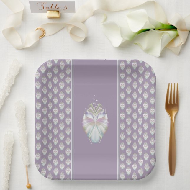 Pastell Lila Oracle Owl Pappteller (Hochzeit)